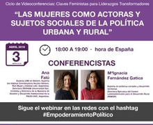 LAS MUJERES COMO ACTORAS Y SUJETOS SOCIALES DE LA POLÍTICA URBANA Y RURAL - webinar 3 de abril