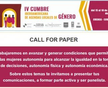 CALL FOR PAPERS PARA LA CUMBRE IBEROAMERICANA DE AGENDAS LOCALES DE GÉNERO - MAYO 2018