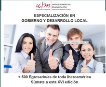 ocupa tu plaza:
ESPECIALIZACIÓN EN GOBIERNO Y DESARROLLO LOCAL